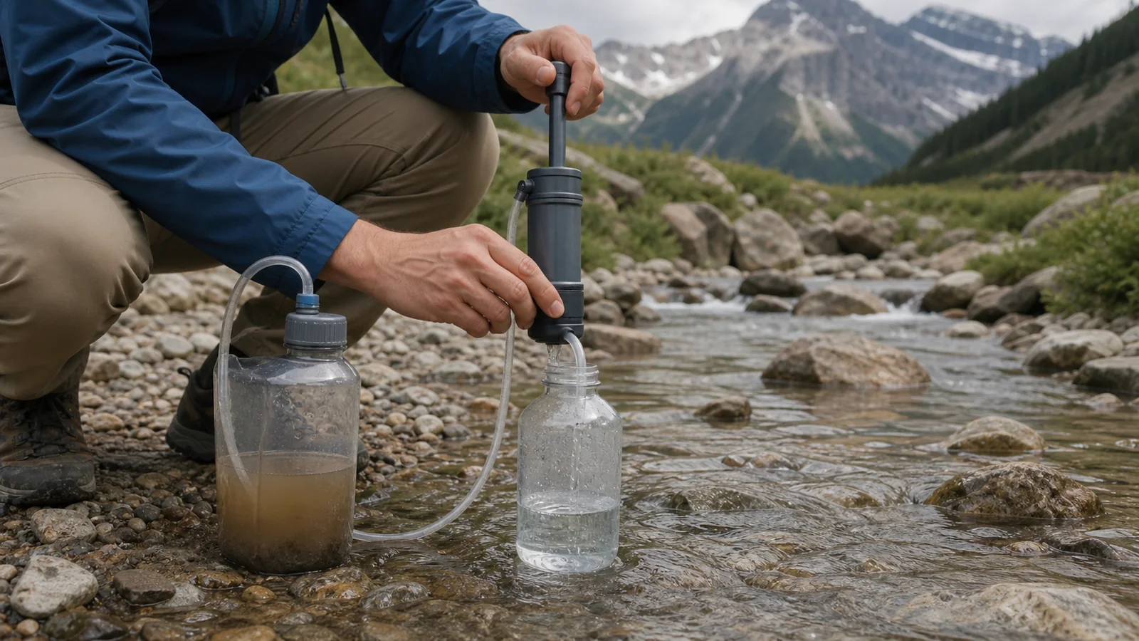 Mise en situation éditoriale d'un filtre à eau portable dans un contexte de secours domestique