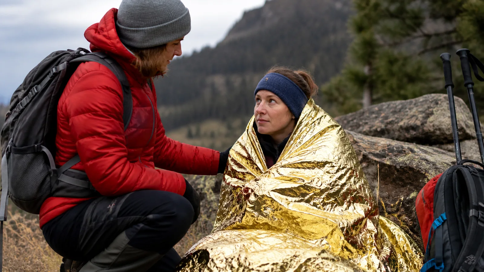 Mise en situation éditoriale d'un couverture thermique de survie dans un contexte de secours domestique