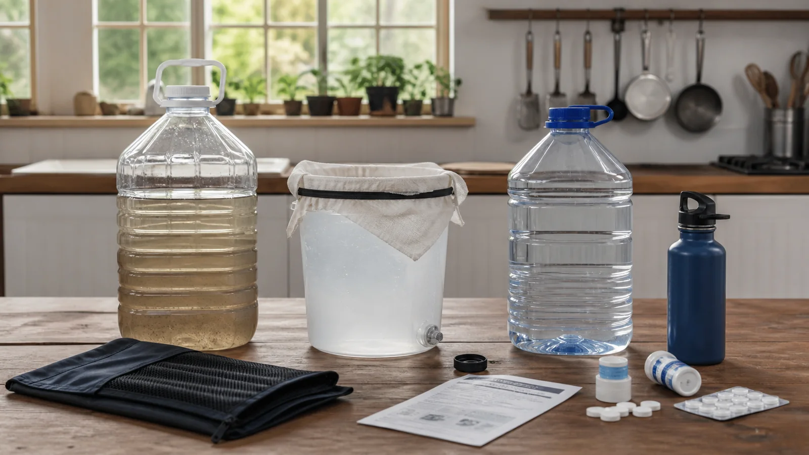 Mise en situation éditoriale d'un kit de purification d'eau dans un contexte de secours domestique
