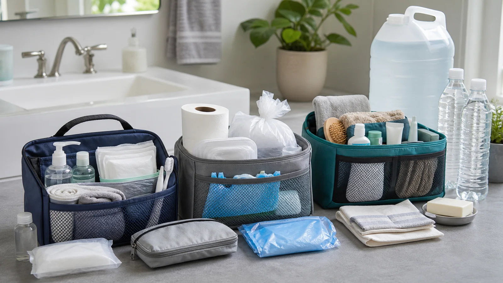 Mise en situation éditoriale d'un kit d'hygiène d'urgence dans un contexte de secours domestique