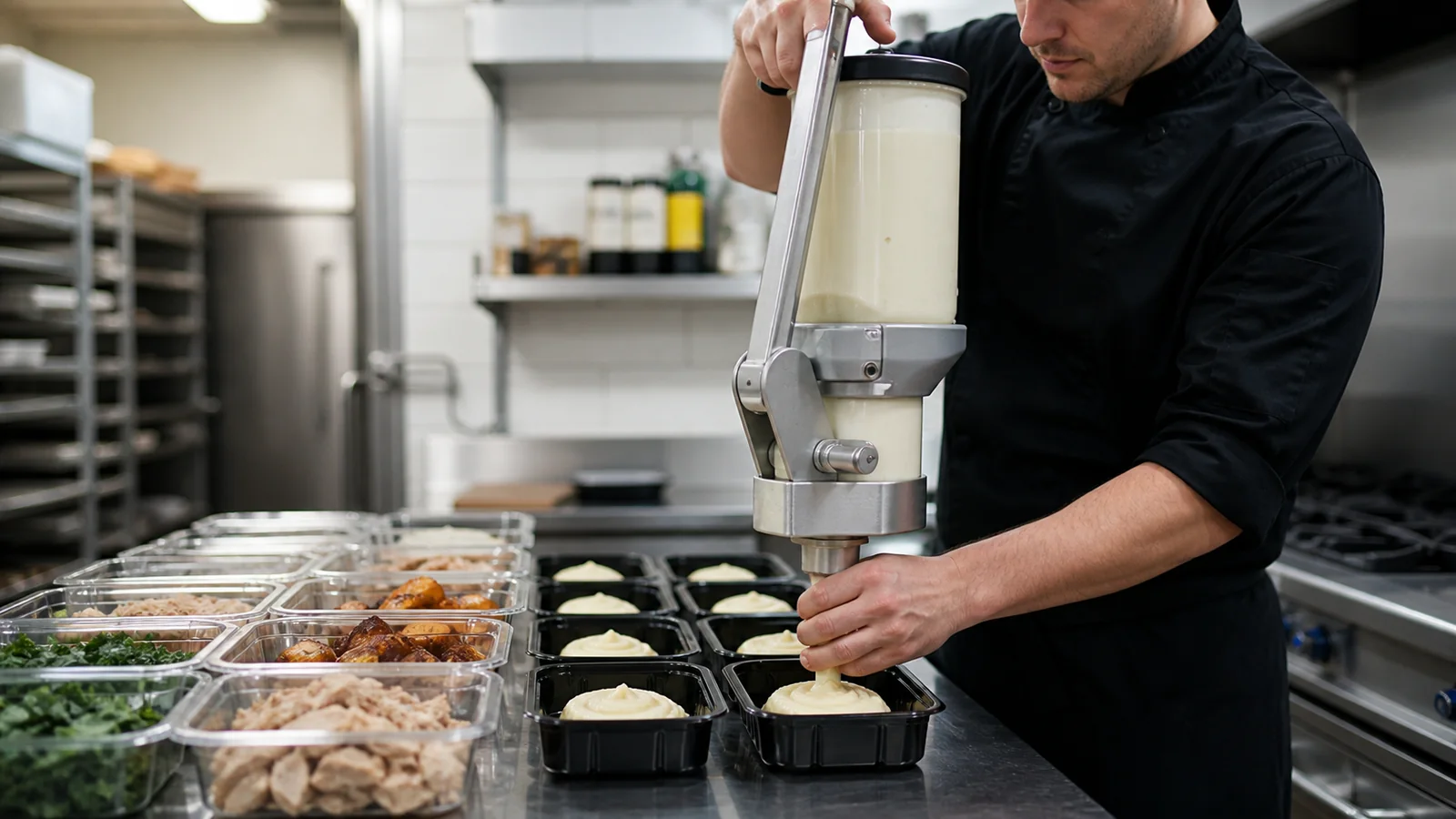 Mise en situation éditoriale d'un doseur portionnable dans son contexte d'usage professionnel