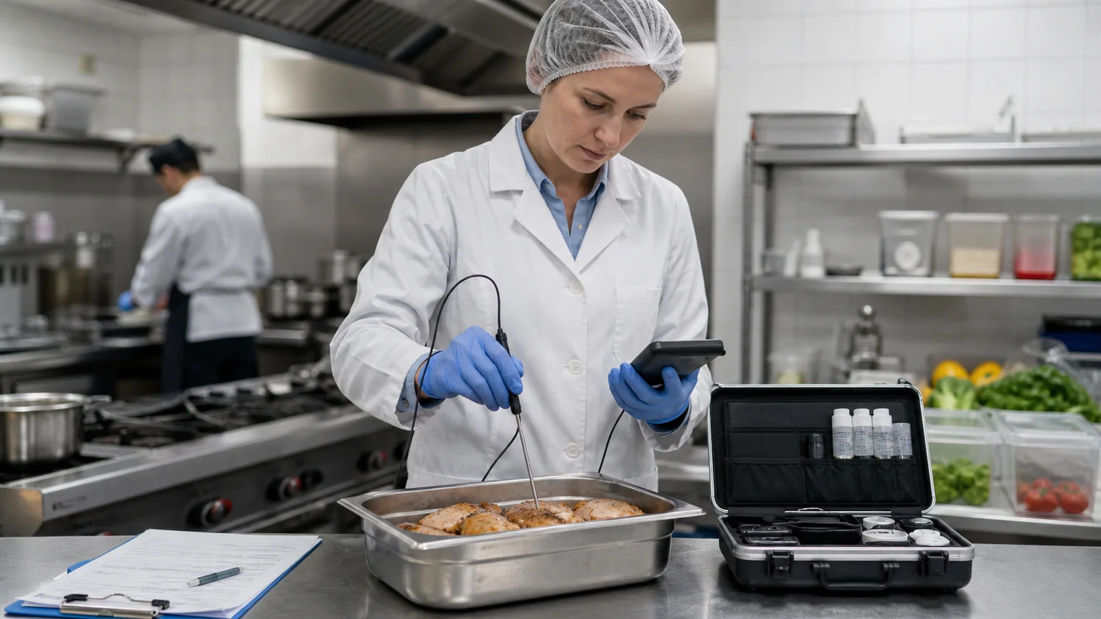 Mise en situation éditoriale d'un station haccp portable dans son contexte d'usage professionnel