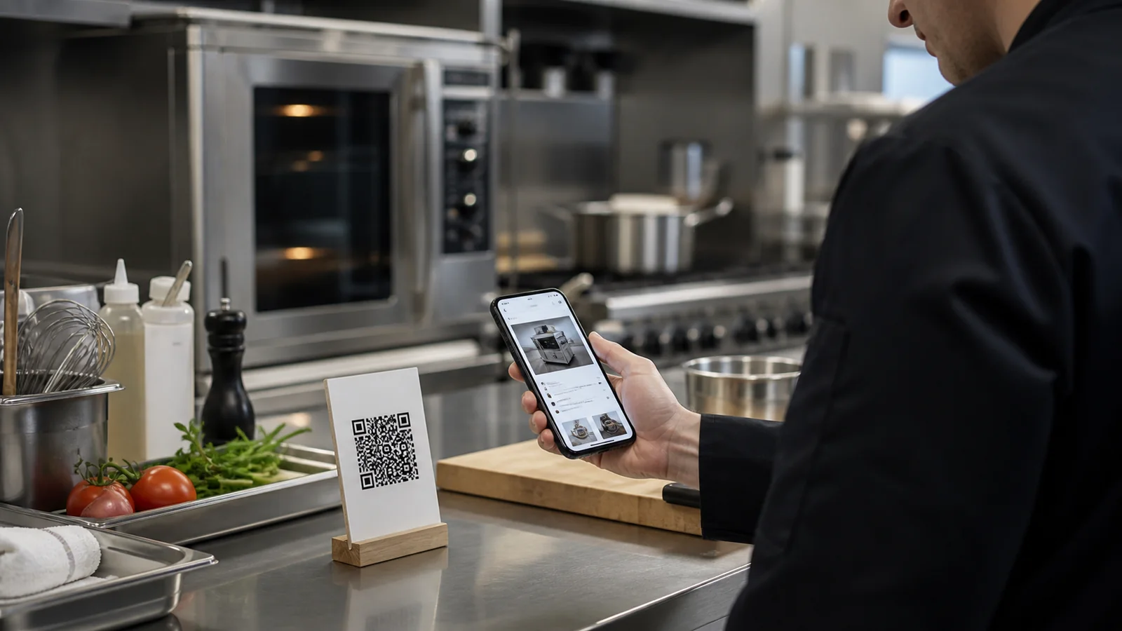 Mise en situation éditoriale d'un support qr code de mise en place dans son contexte d'usage professionnel