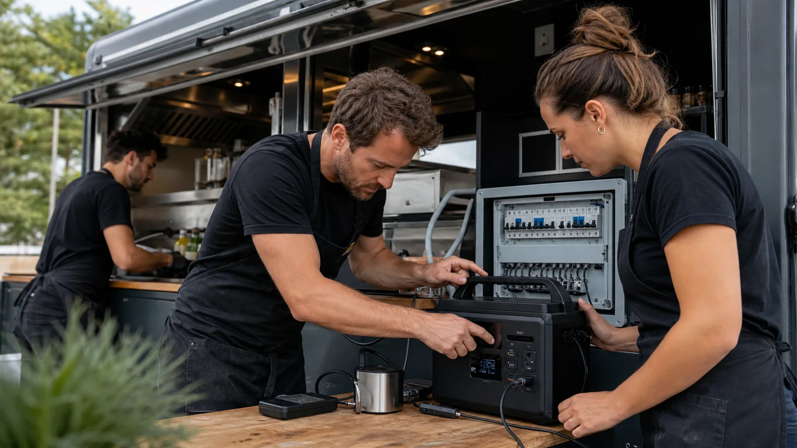 Mise en situation éditoriale d'un kit d’autonomie électrique pour food truck dans son contexte d'usage professionnel