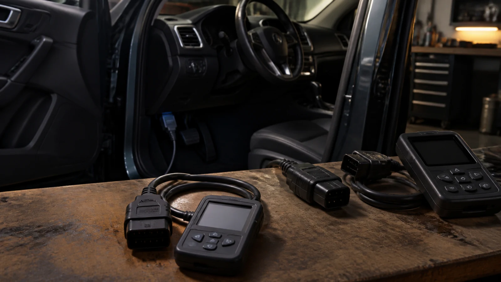 Mise en situation éditoriale d'un scanner obd simple dans son contexte d'usage professionnel