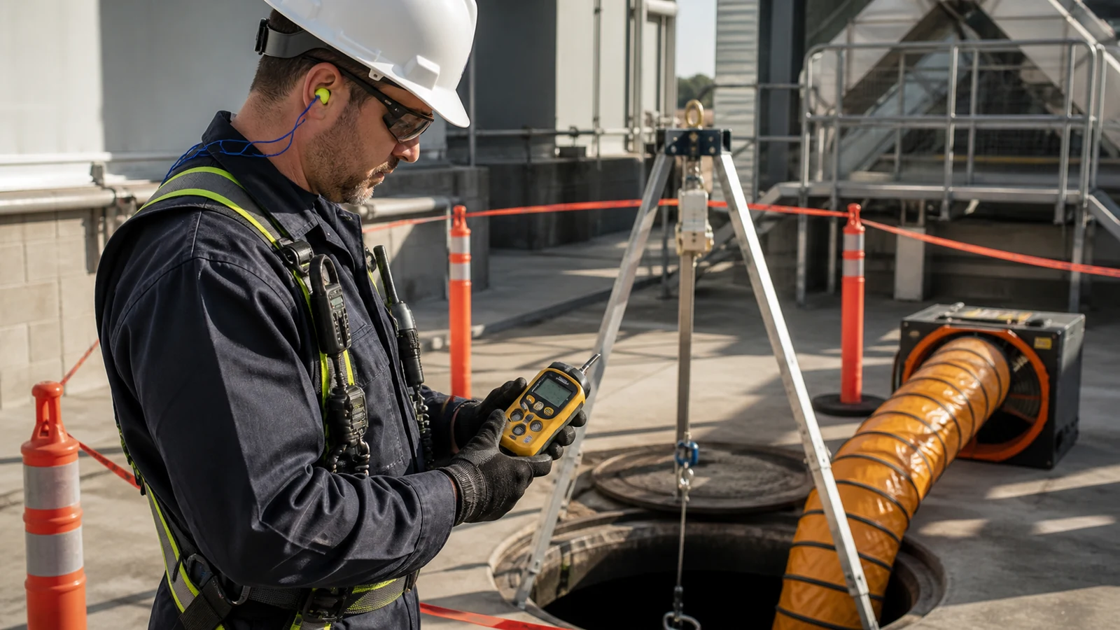 Mise en situation éditoriale d'un détecteur de gaz de chantier dans son contexte d'usage professionnel