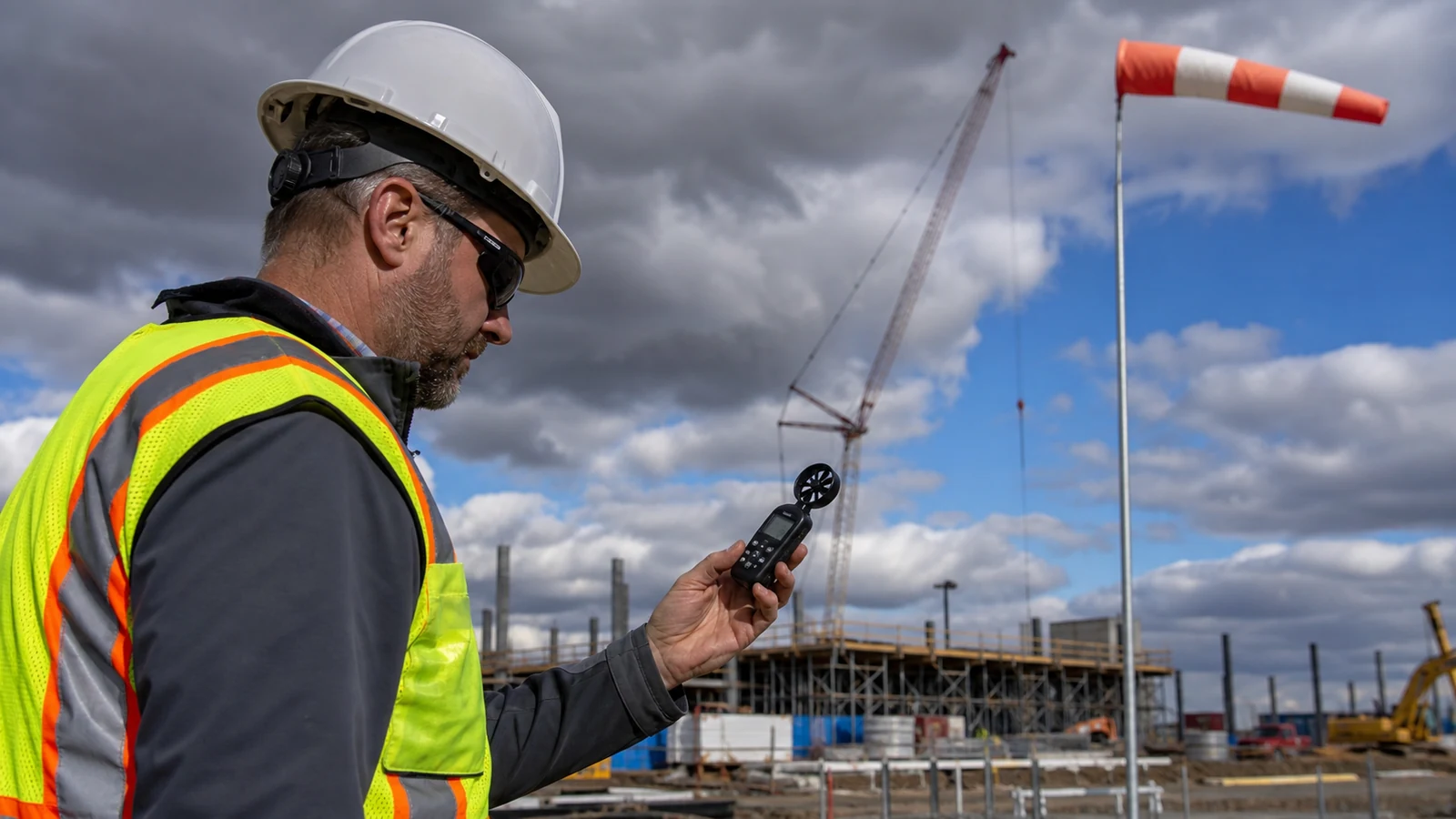 Mise en situation éditoriale d'un station météo de chantier dans son contexte d'usage professionnel