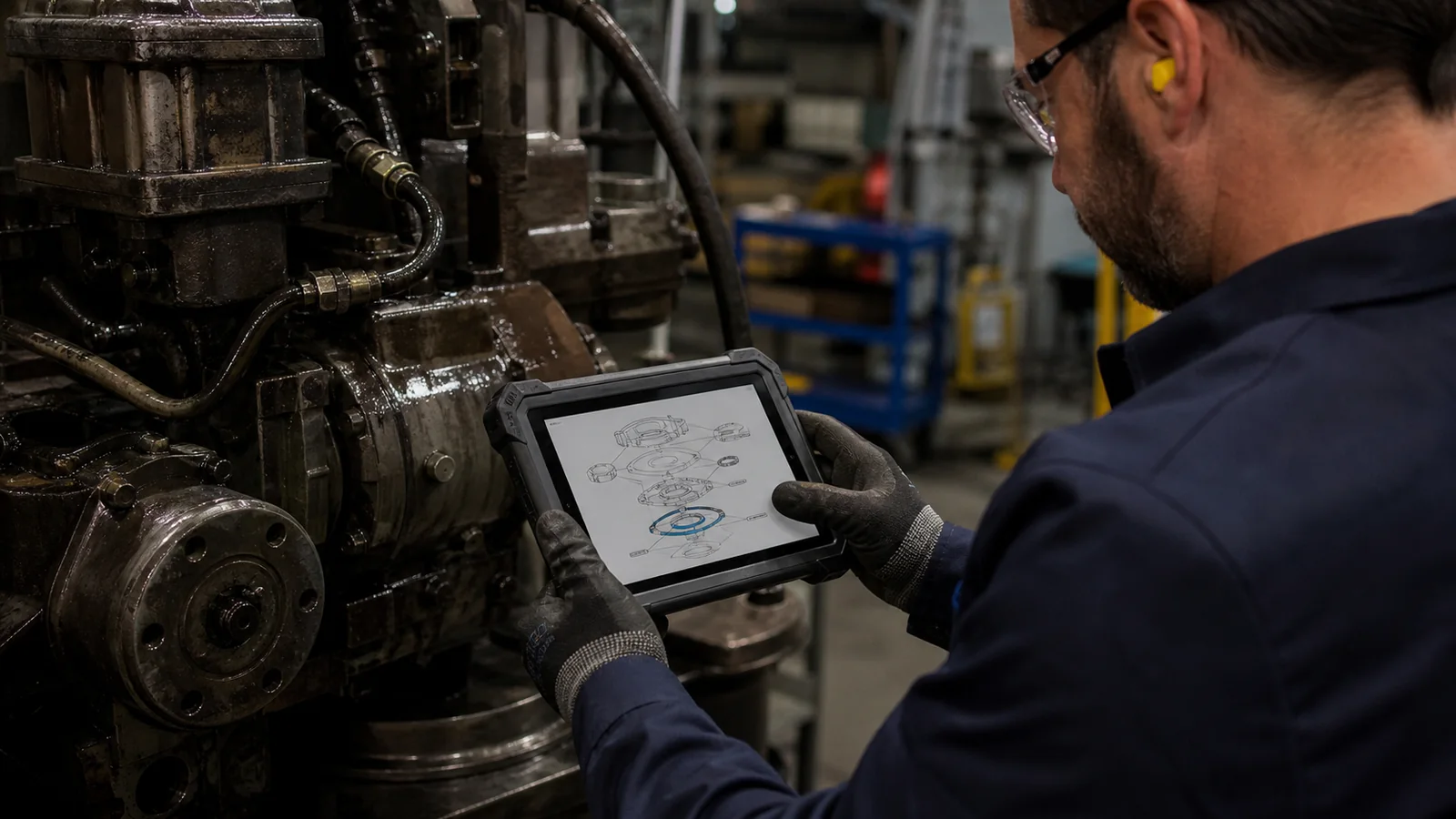 Mise en situation éditoriale d'un tablette durcie de maintenance dans son contexte d'usage professionnel