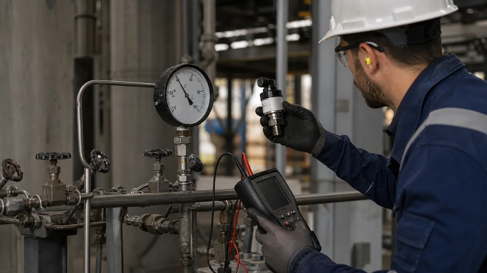Mise en situation éditoriale d'un capteur de pression industriel dans son contexte d'usage professionnel