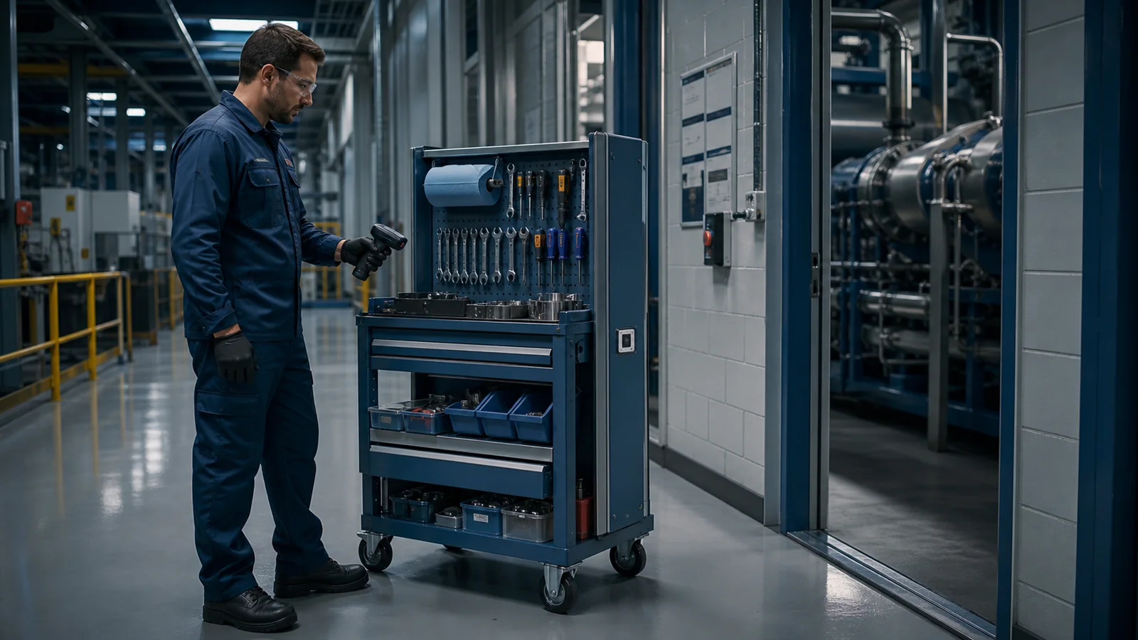 Mise en situation éditoriale d'un chariot de maintenance traçable dans son contexte d'usage professionnel