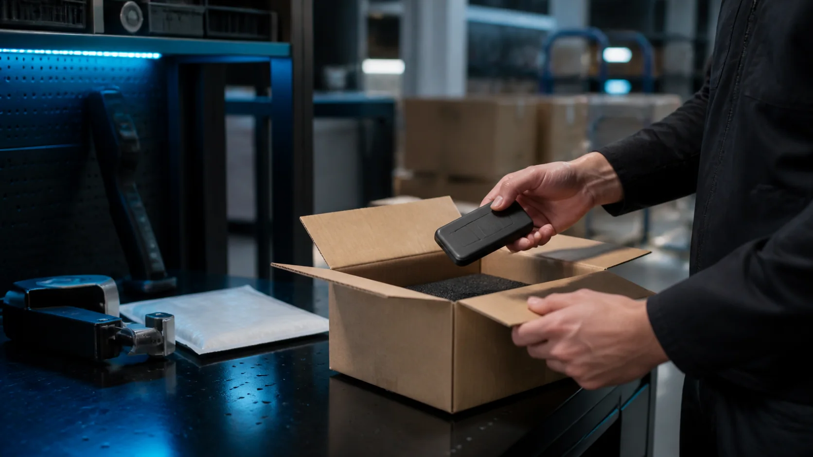 Mise en situation éditoriale d'un tracker gps pour colis dans son contexte d'usage professionnel