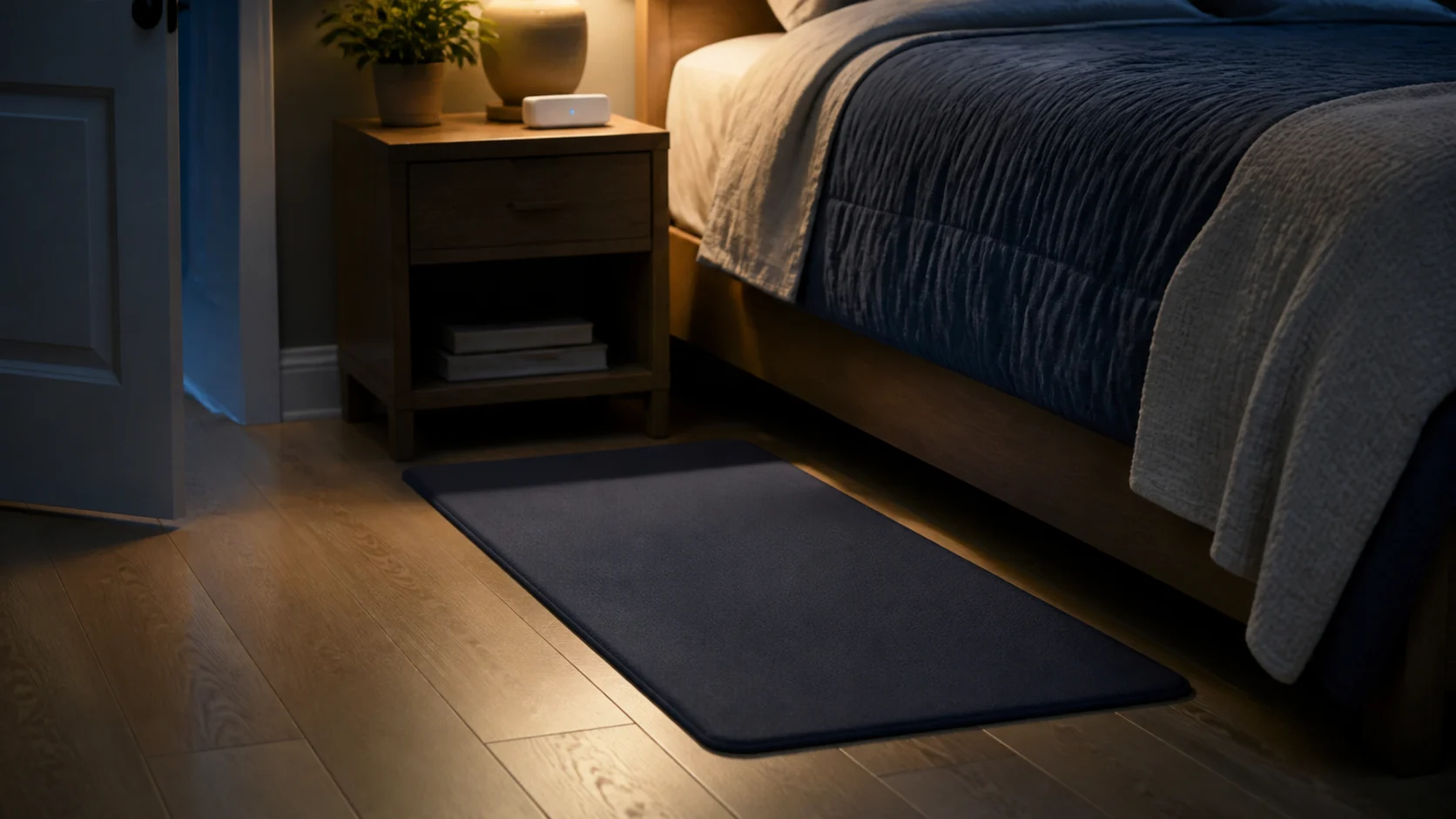 Mise en situation éditoriale d'un tapis de détection de mouvement dans son contexte d'usage professionnel