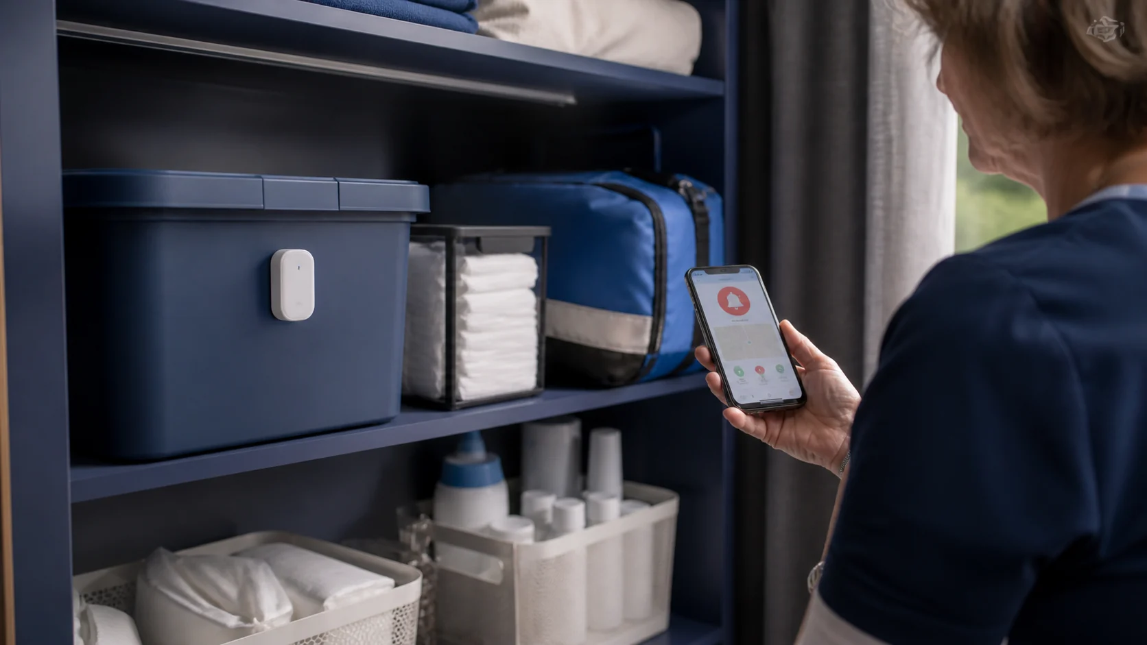 Mise en situation éditoriale d'un capteur d'ouverture de boîte de soin dans son contexte d'usage professionnel