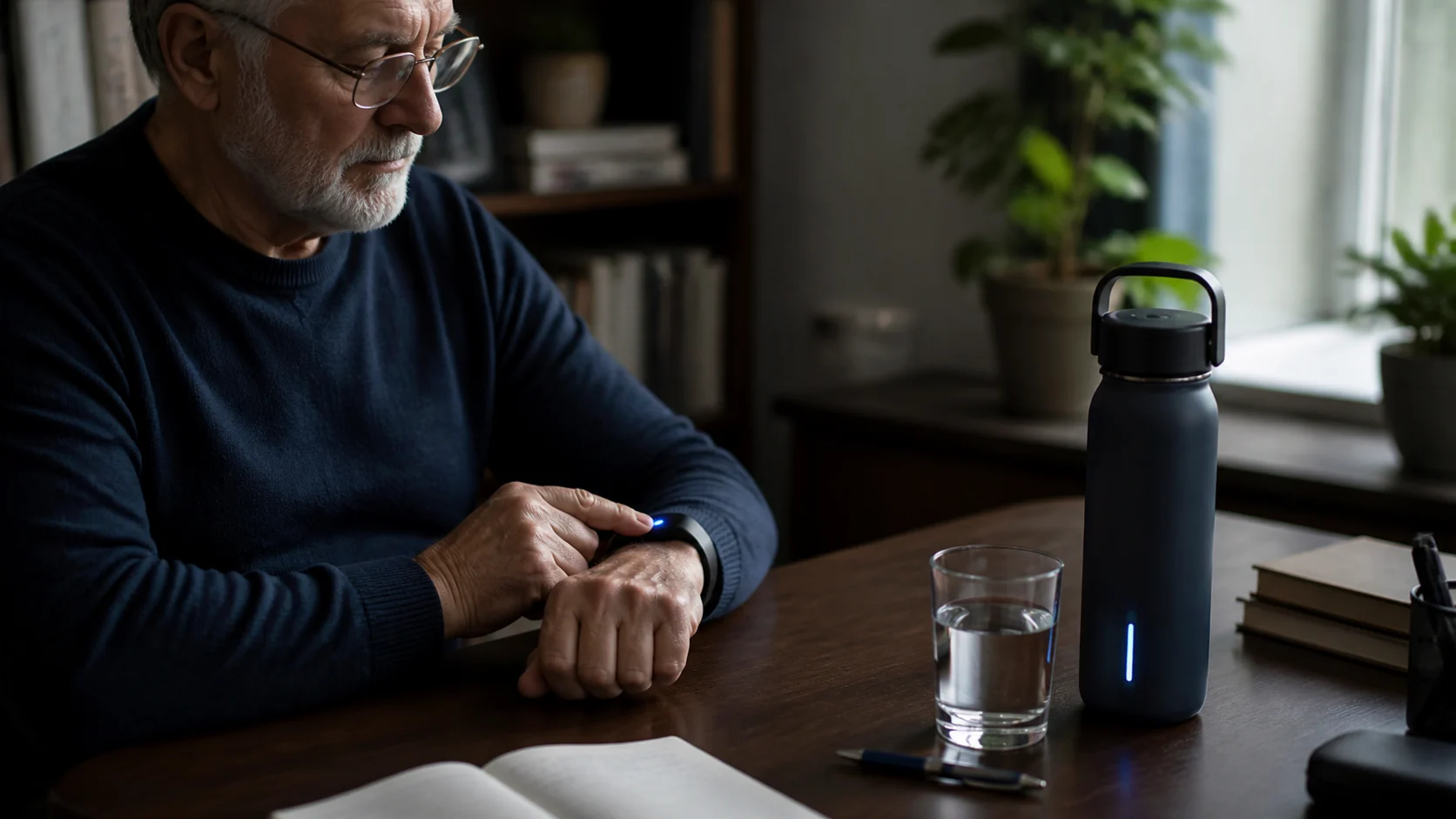 Mise en situation éditoriale d'un rappel d'hydratation dans son contexte d'usage professionnel