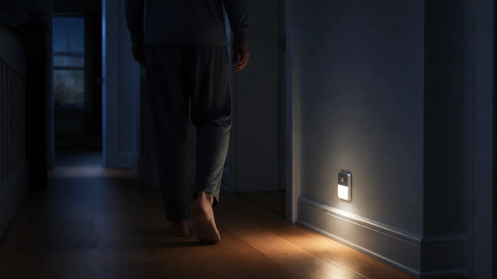 Mise en situation éditoriale d'un lampe de guidance nocturne dans son contexte d'usage professionnel