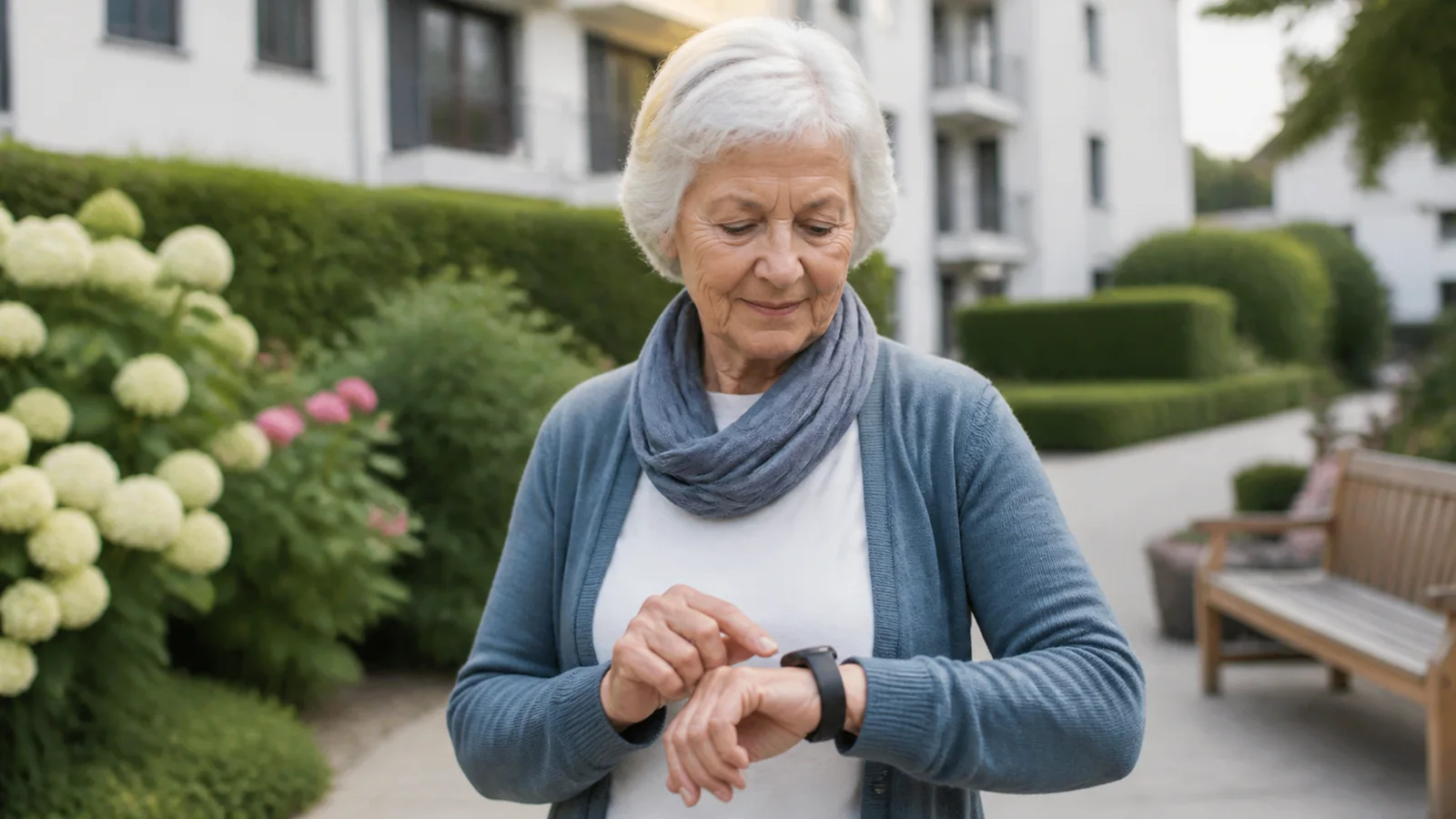 Mise en situation éditoriale d'un montre senior sos dans son contexte d'usage professionnel