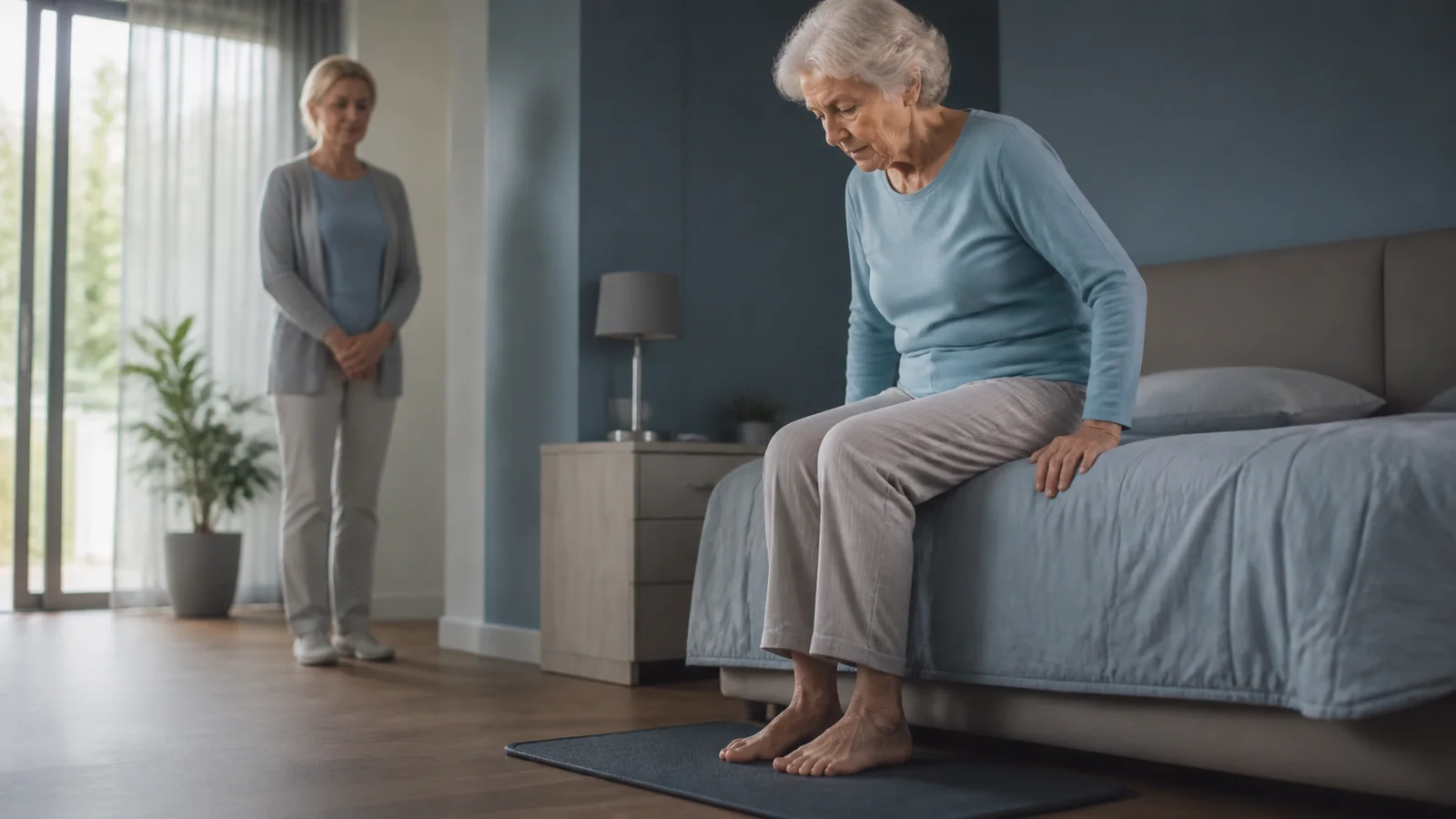 Mise en situation éditoriale d'un tapis de présence dans son contexte d'usage professionnel