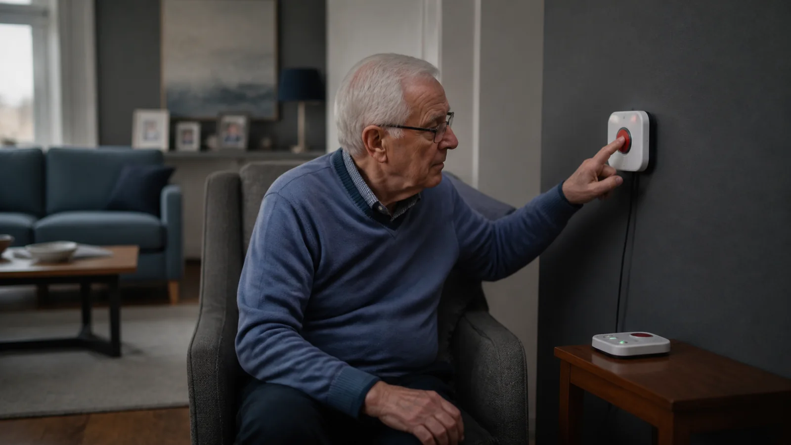 Mise en situation éditoriale d'un bouton d’urgence à domicile dans son contexte d'usage professionnel