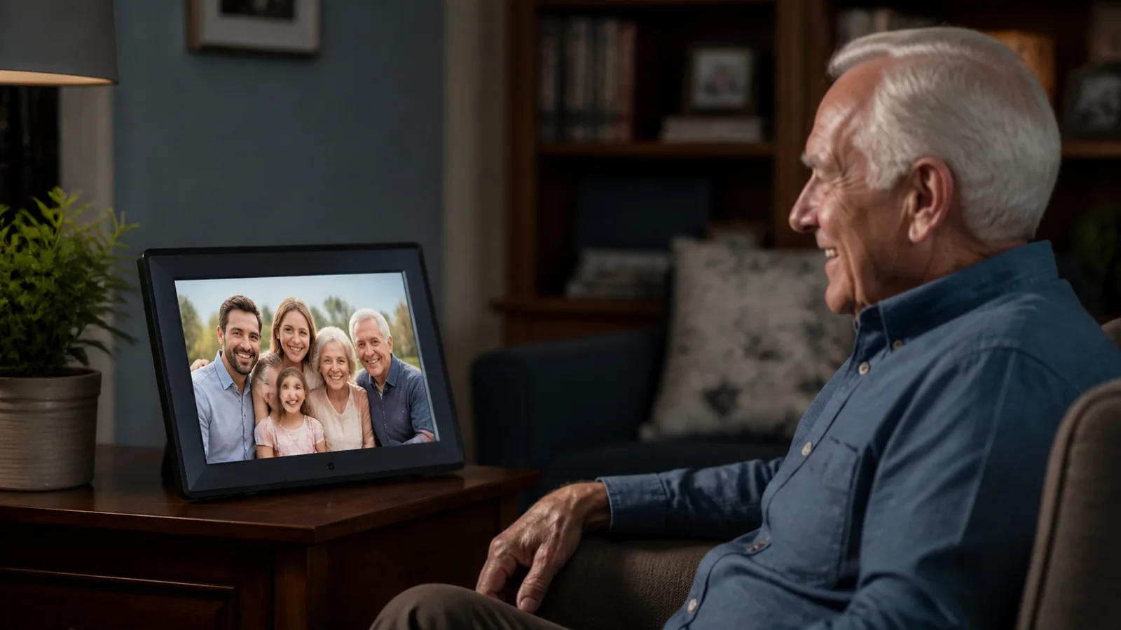 Mise en situation éditoriale d'un cadre photo connecté familial dans son contexte d'usage professionnel