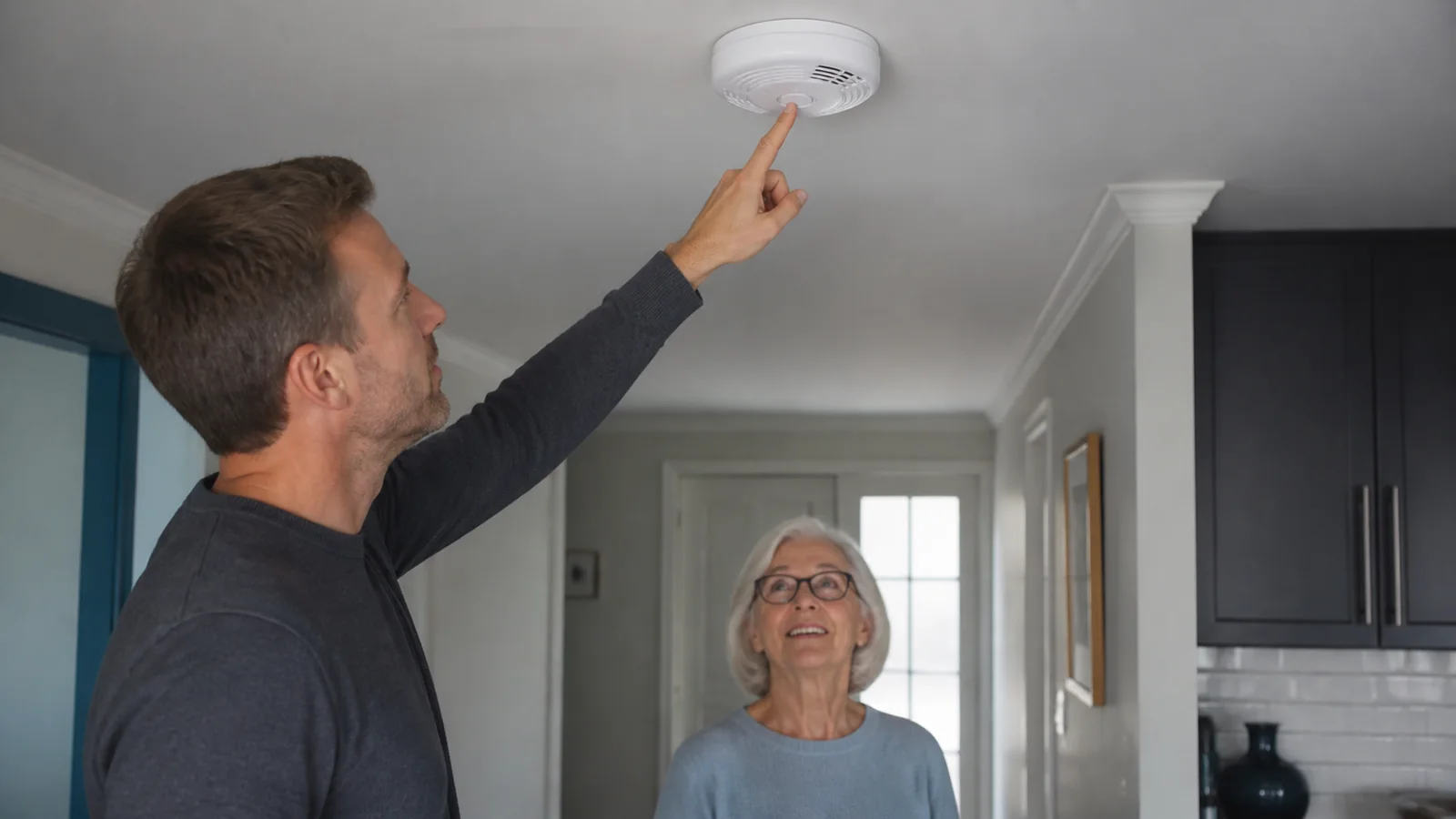 Mise en situation éditoriale d'un détecteur de fumée ou de monoxyde de carbone dans son contexte d'usage professionnel