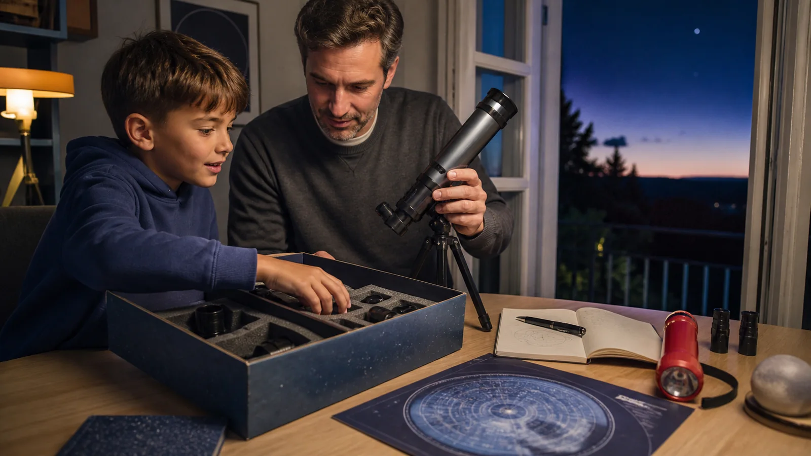 Mise en situation éditoriale d'un boîte d’astronomie pour enfant dans son contexte d'usage professionnel