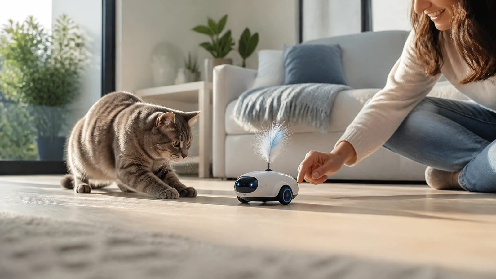 Mise en situation éditoriale d'un jouet interactif avec ia pour animal dans son contexte d'usage professionnel