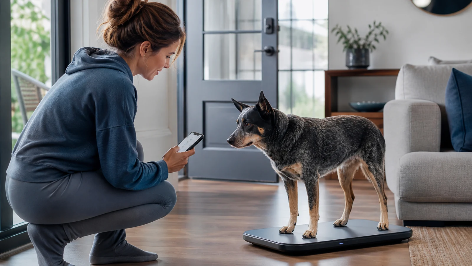 Mise en situation éditoriale d'un balance connectée pour animal dans son contexte d'usage professionnel