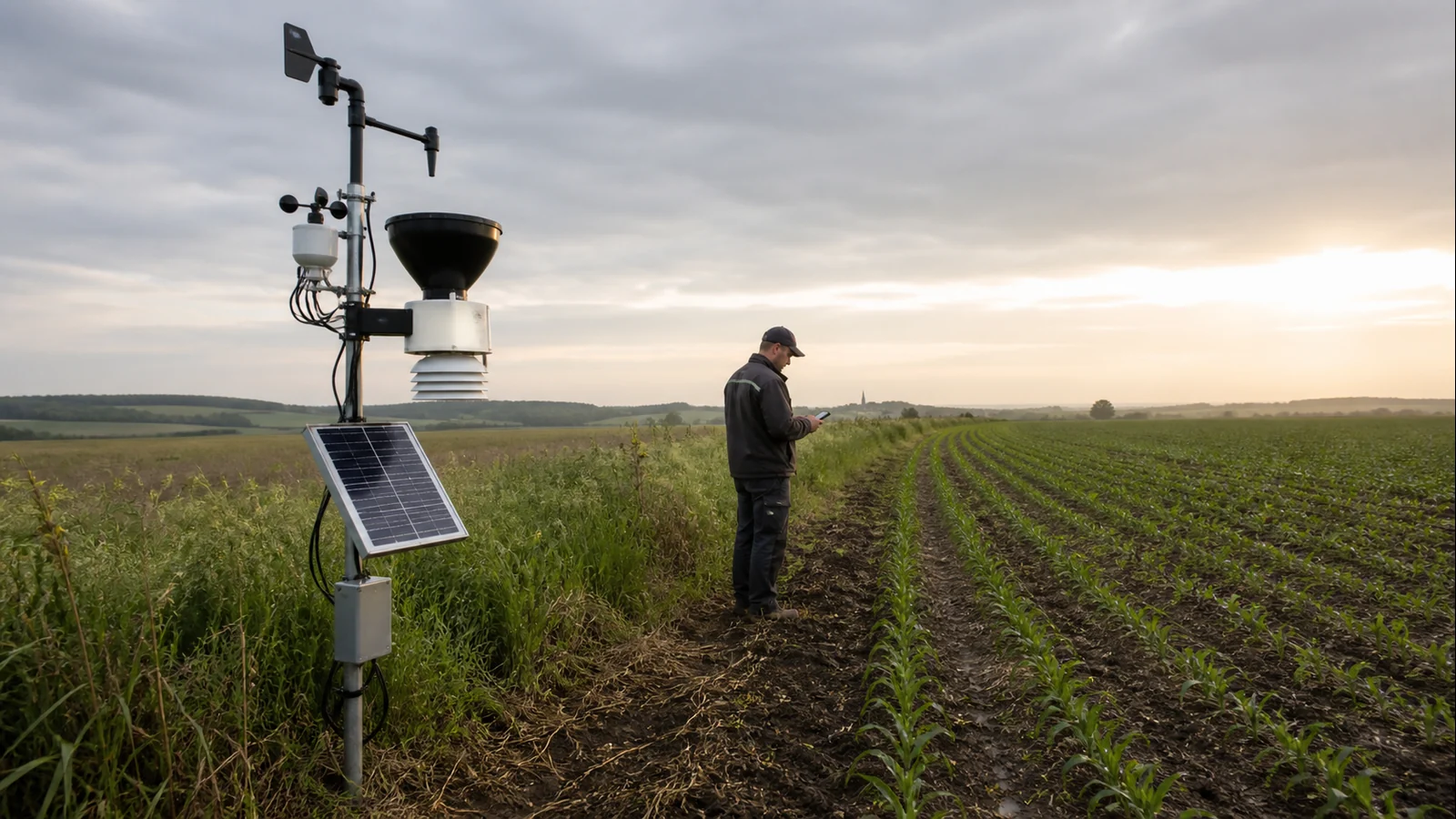 Mise en situation éditoriale d'un station météo agricole dans son contexte d'usage professionnel