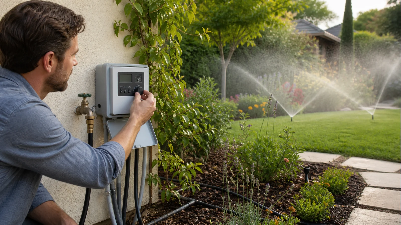 Mise en situation éditoriale d'un programmateur d'irrigation connecté dans son contexte d'usage professionnel