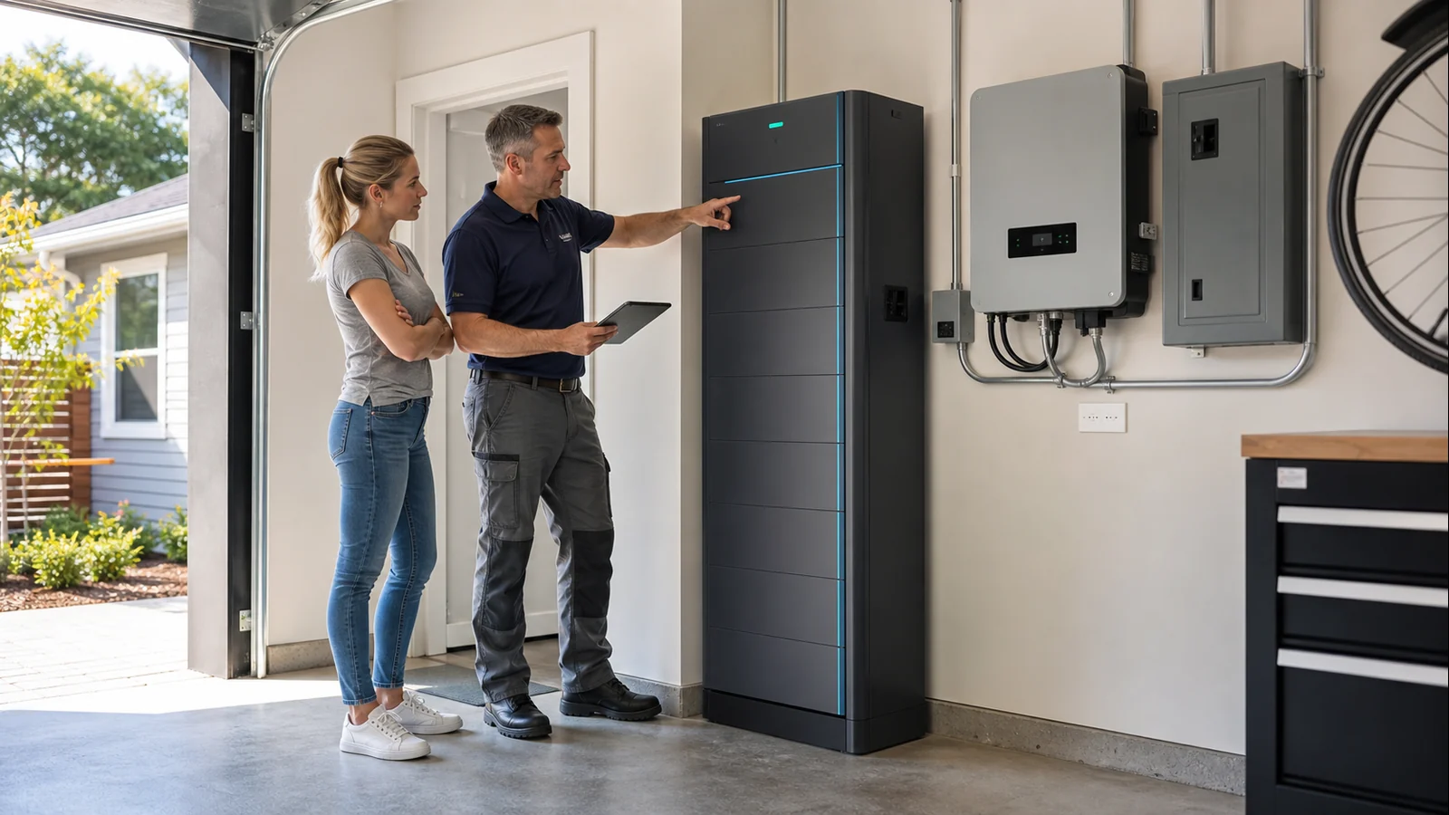 Mise en situation éditoriale d'un coffre d'énergie domestique dans son contexte d'usage professionnel