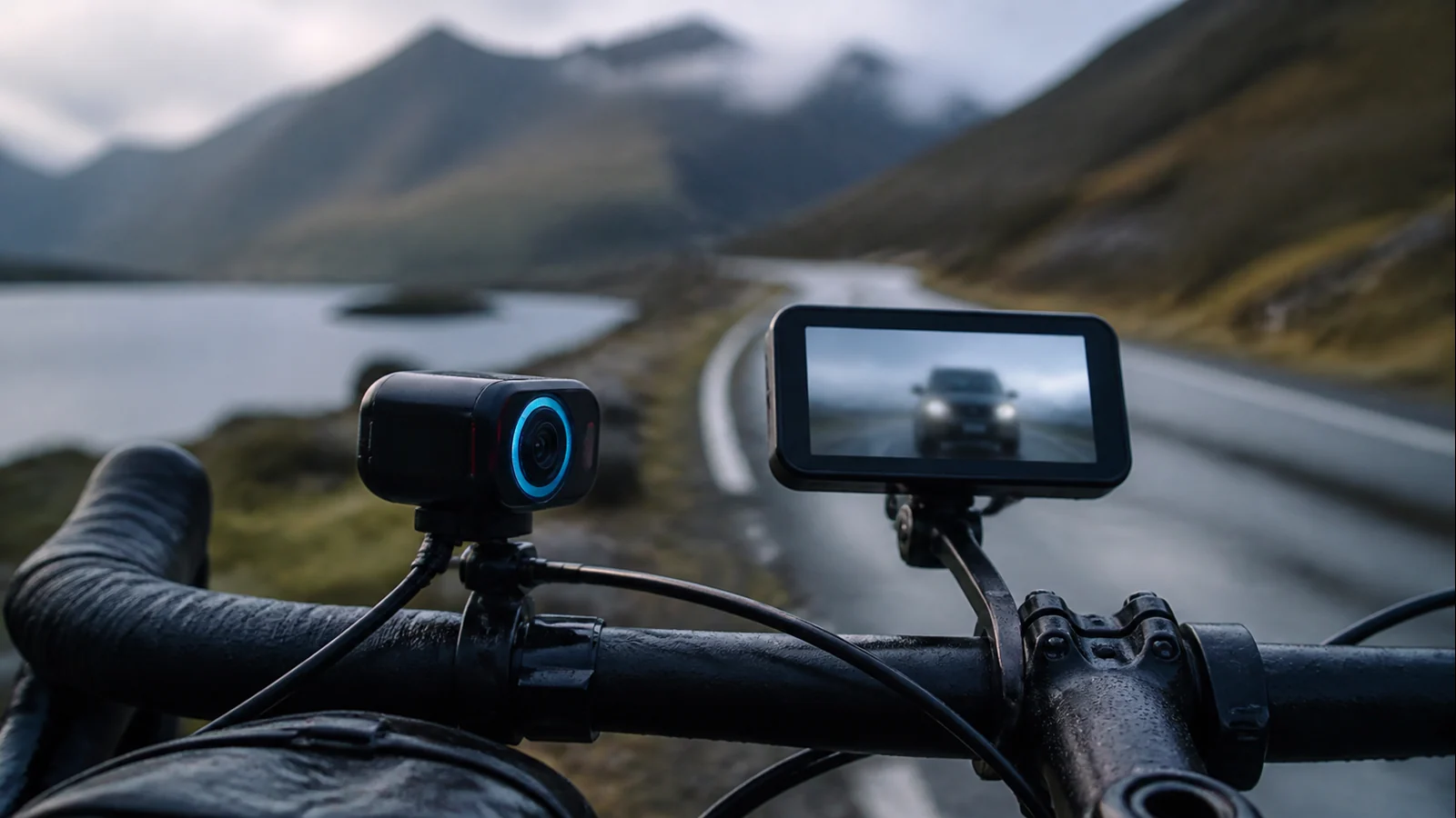 Mise en situation éditoriale d'un caméra arrière vélo dans son contexte d'usage professionnel