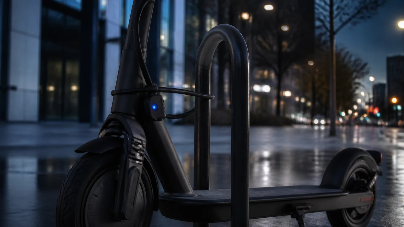 Mise en situation éditoriale d'un alarme pour trottinette dans son contexte d'usage professionnel
