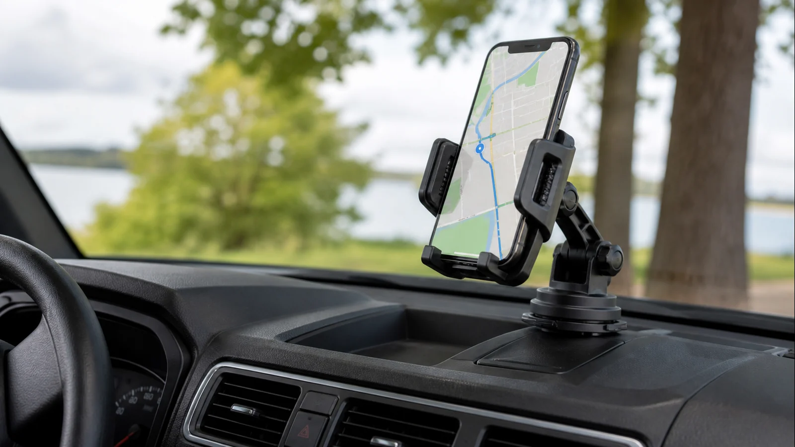 Mise en situation éditoriale d'un support téléphone intelligent en voiture dans son contexte d'usage professionnel