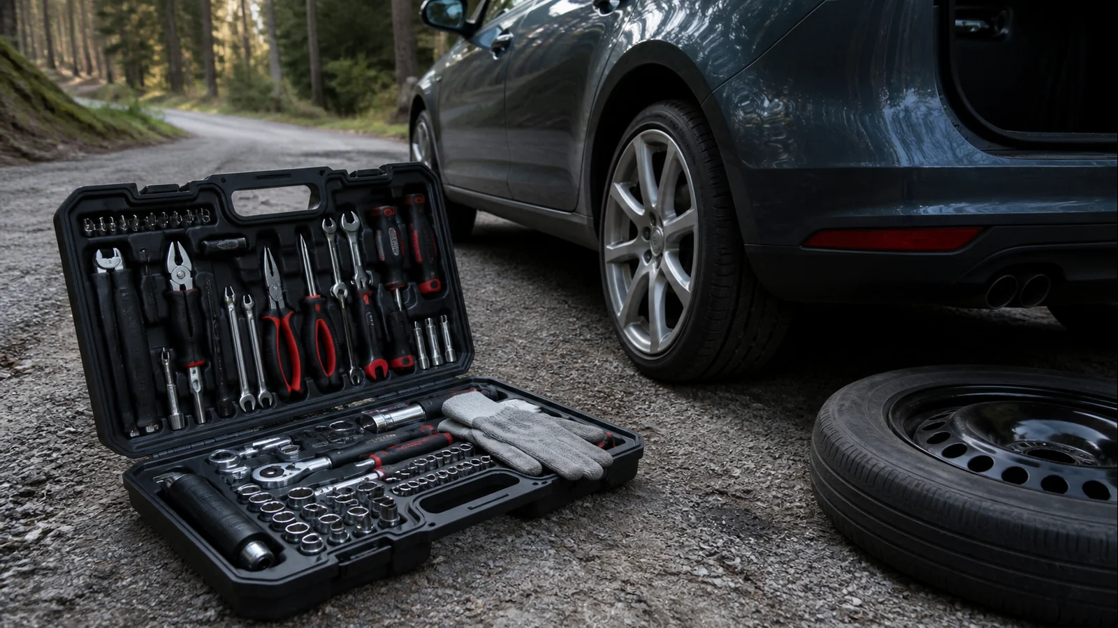 Mise en situation éditoriale d'un boîte à outils voiture dans son contexte d'usage professionnel