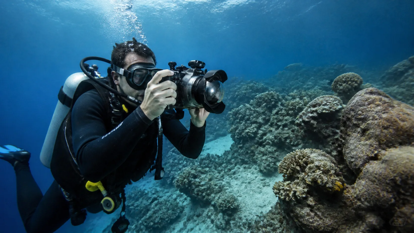 Mise en situation éditoriale d'un caméra sous-marine de loisir dans son contexte d'usage professionnel
