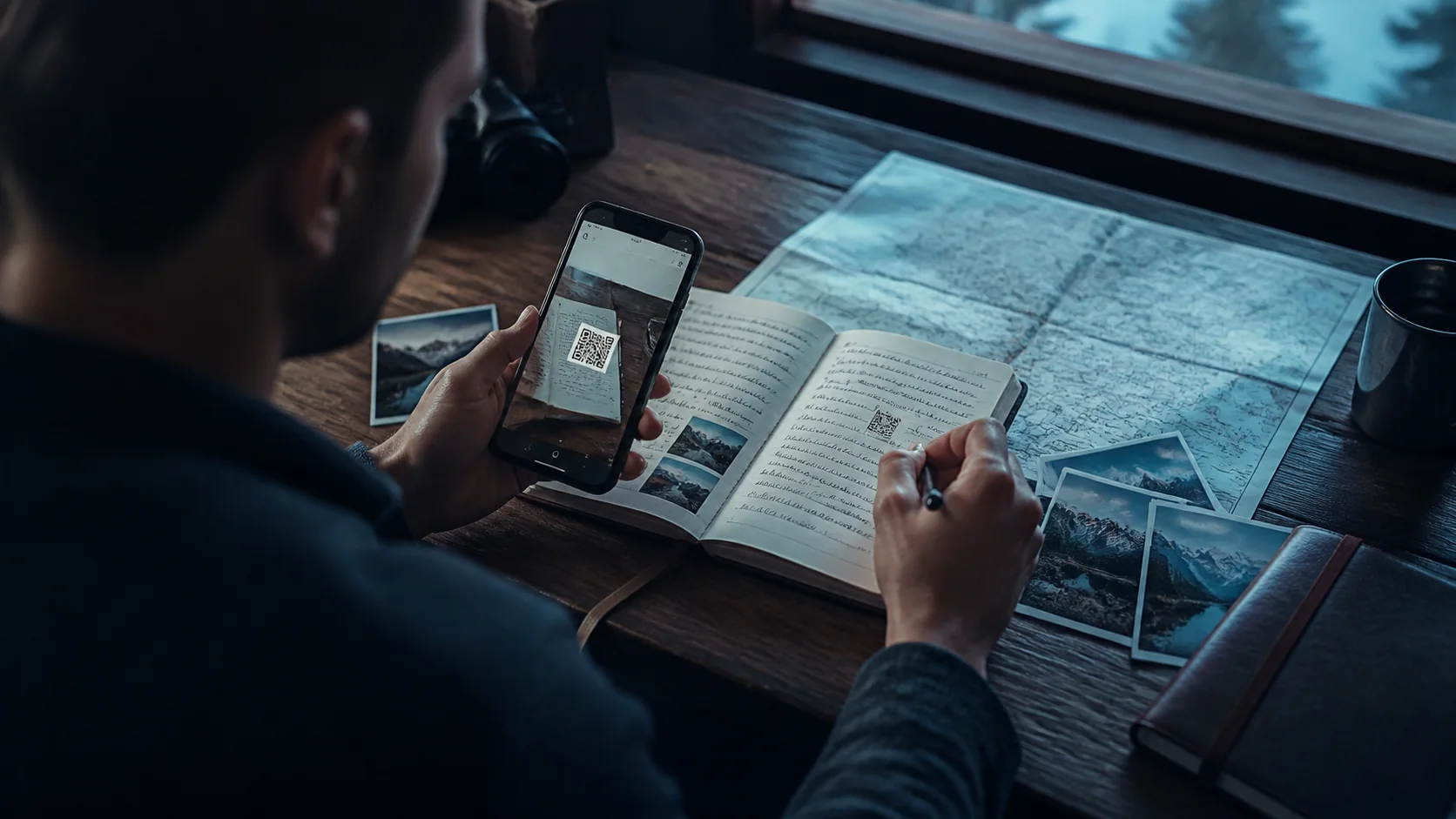 Mise en situation éditoriale d'un journal de voyage à qr code dans son contexte d'usage professionnel