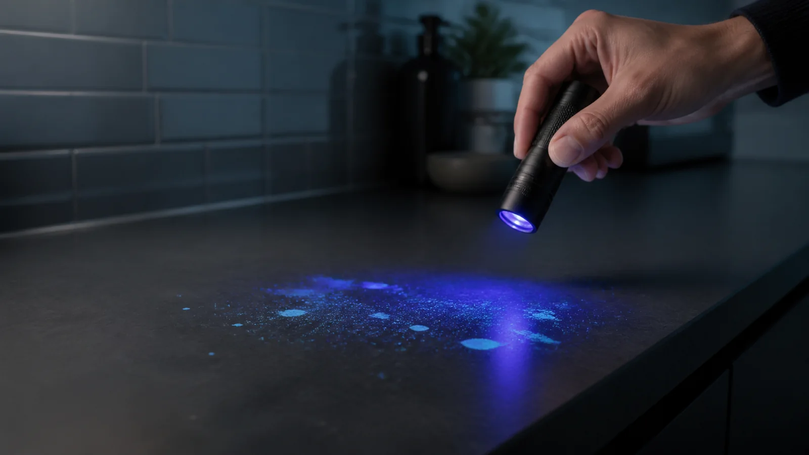 Mise en situation éditoriale d'un détecteur de saleté uv dans son contexte d'usage professionnel
