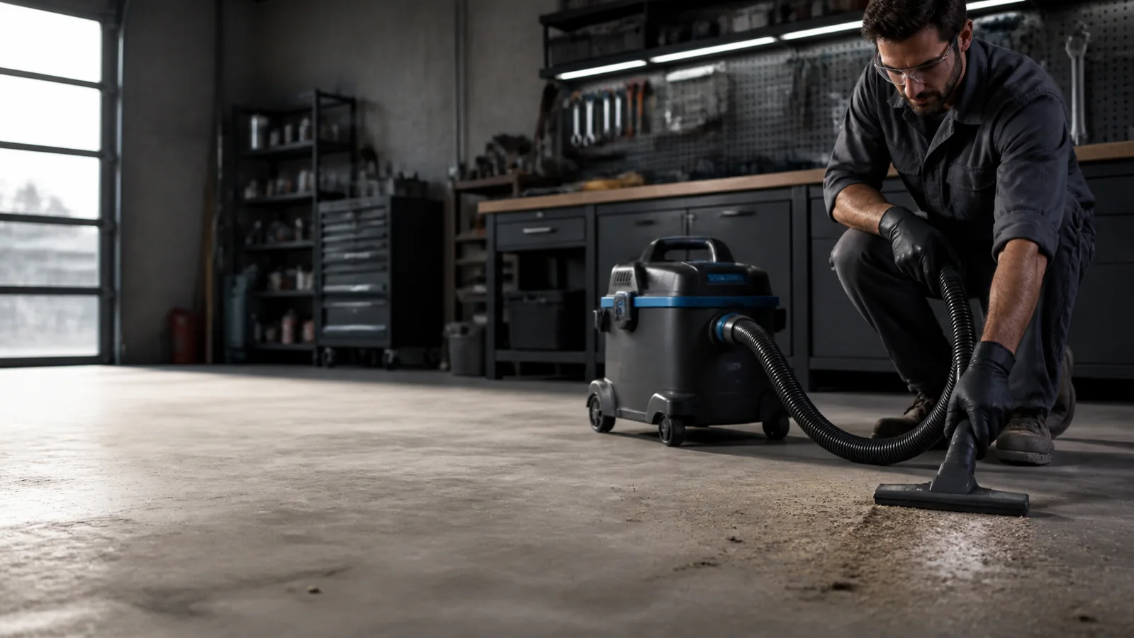 Mise en situation éditoriale d'un aspirateur d’atelier dans son contexte d'usage professionnel