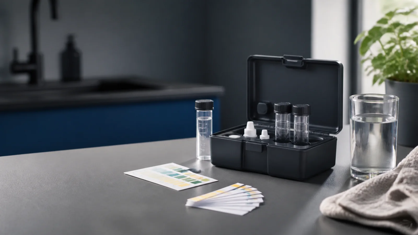 Mise en situation éditoriale d'un kit de test d’eau domestique dans son contexte d'usage professionnel