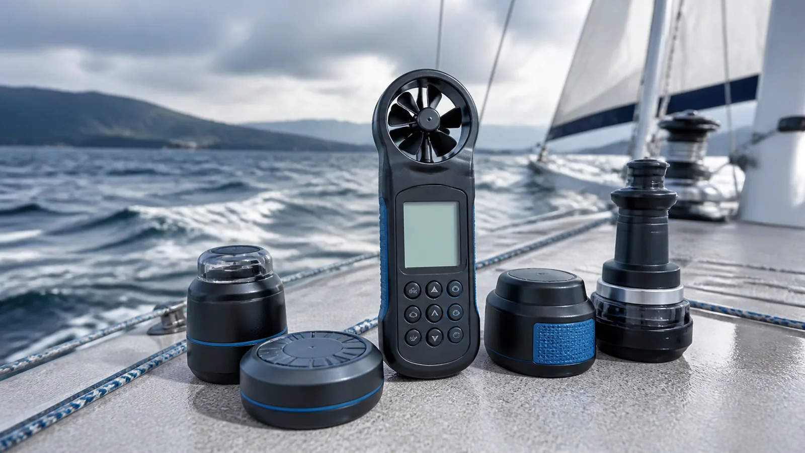 Mise en situation éditoriale d'un station météo marine portable dans son contexte d'usage professionnel