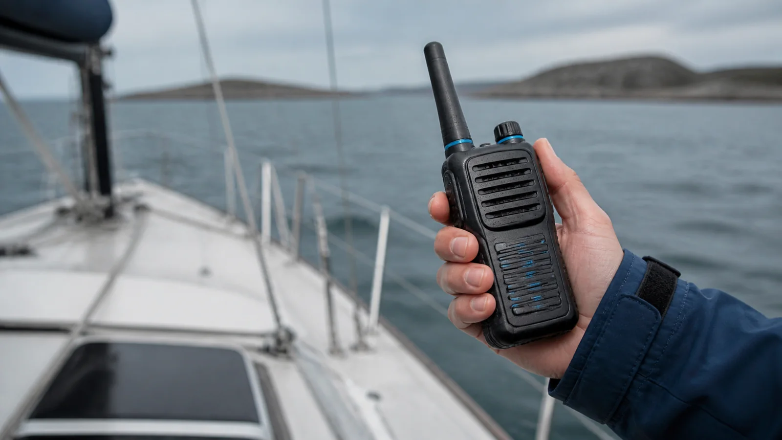 Mise en situation éditoriale d'un radio vhf portable dans son contexte d'usage professionnel
