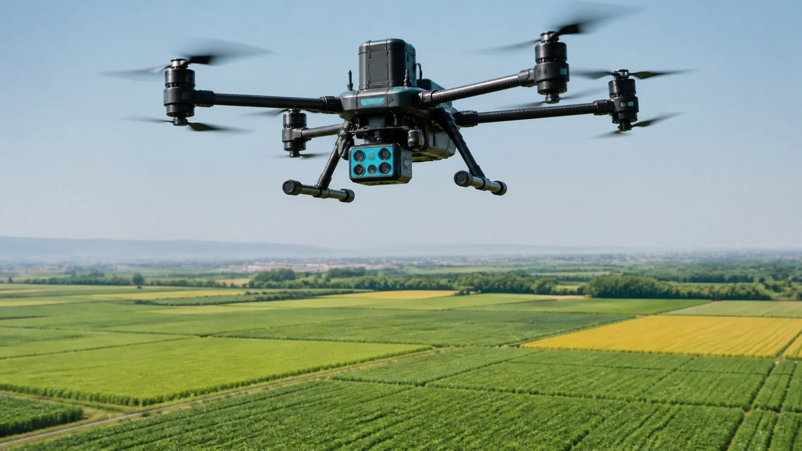 Mise en situation éditoriale d'un drone de cartographie agricole dans son contexte d'usage professionnel