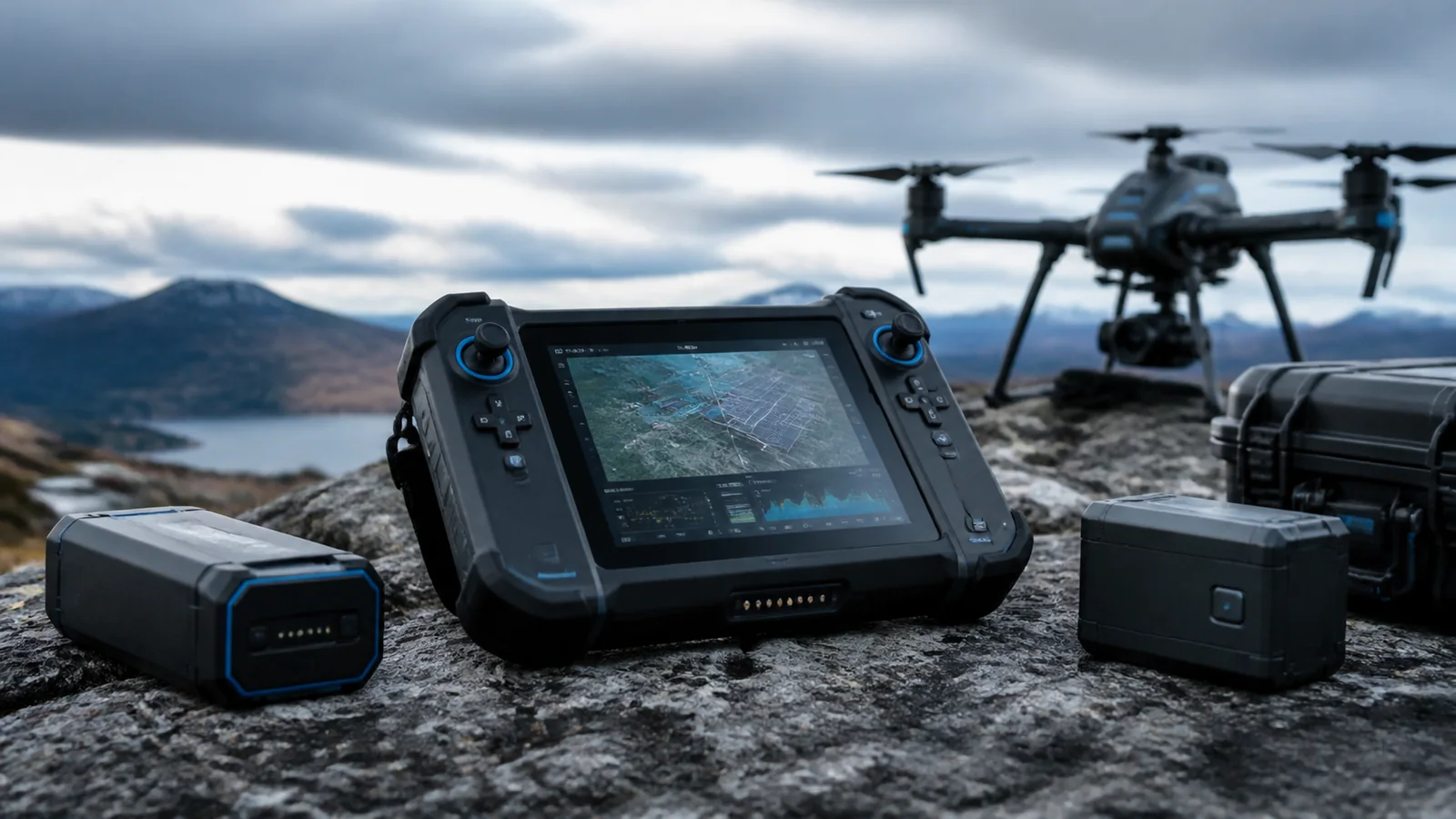 Mise en situation éditoriale d'un tablette de pilotage drone dans son contexte d'usage professionnel