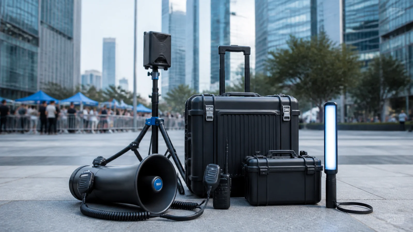 Mise en situation éditoriale d'un kit pour événement public dans son contexte d'usage professionnel