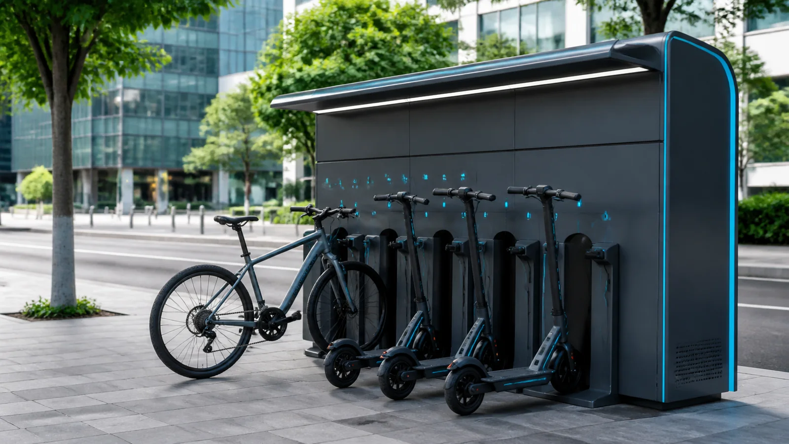 Mise en situation éditoriale d'un borne de recharge micromobilité dans son contexte d'usage professionnel