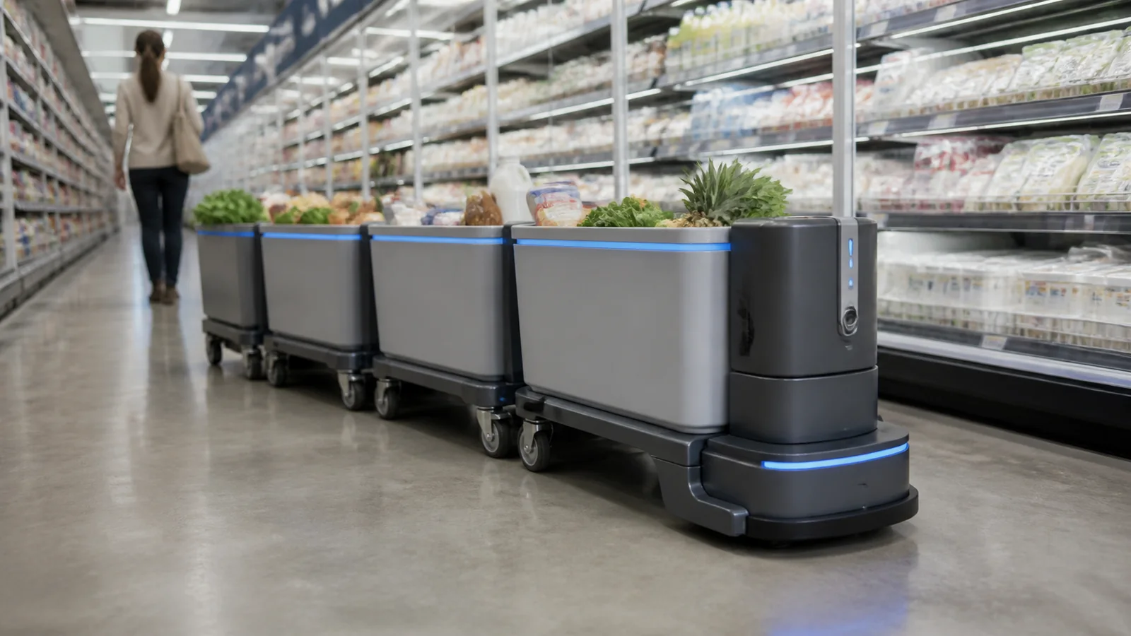 Mise en situation éditoriale d'un chariot de magasin connecté dans son contexte d'usage professionnel