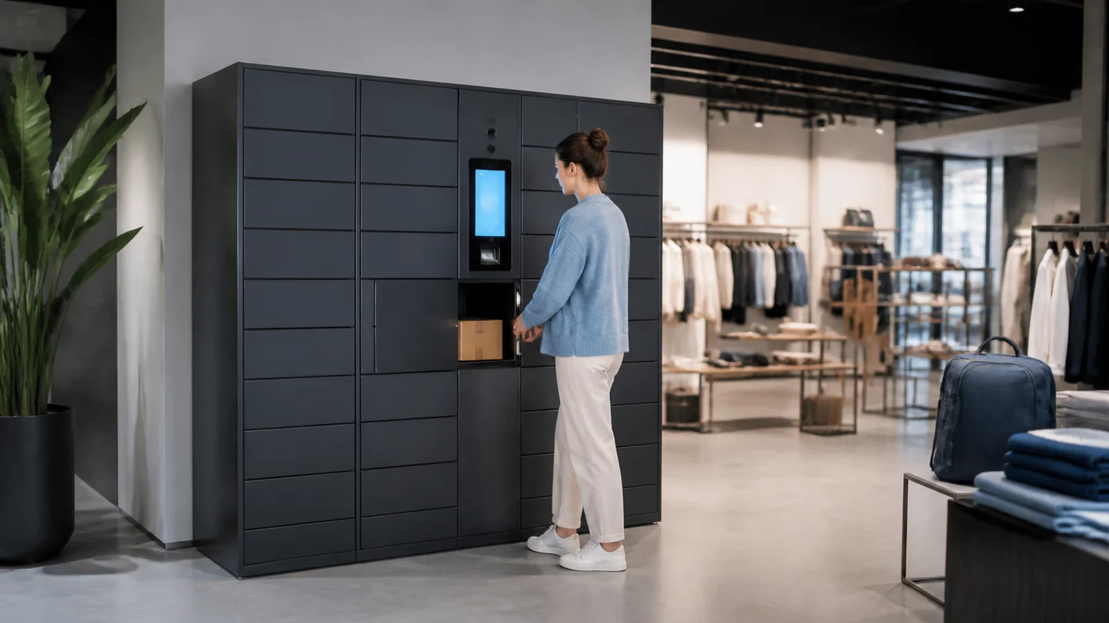 Mise en situation éditoriale d'un boîte click and collect dans son contexte d'usage professionnel