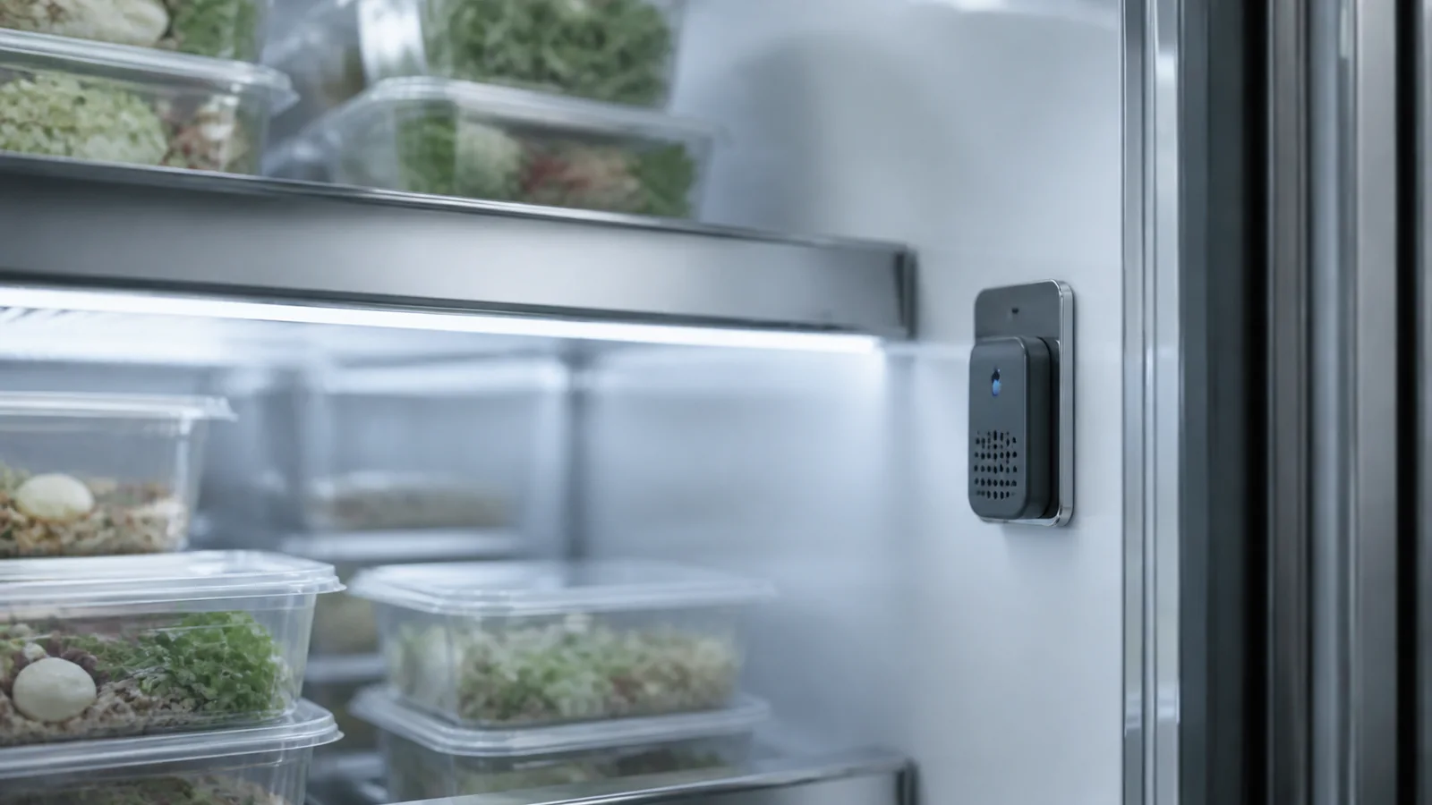 Mise en situation éditoriale d'un capteur de température vitrine dans son contexte d'usage professionnel