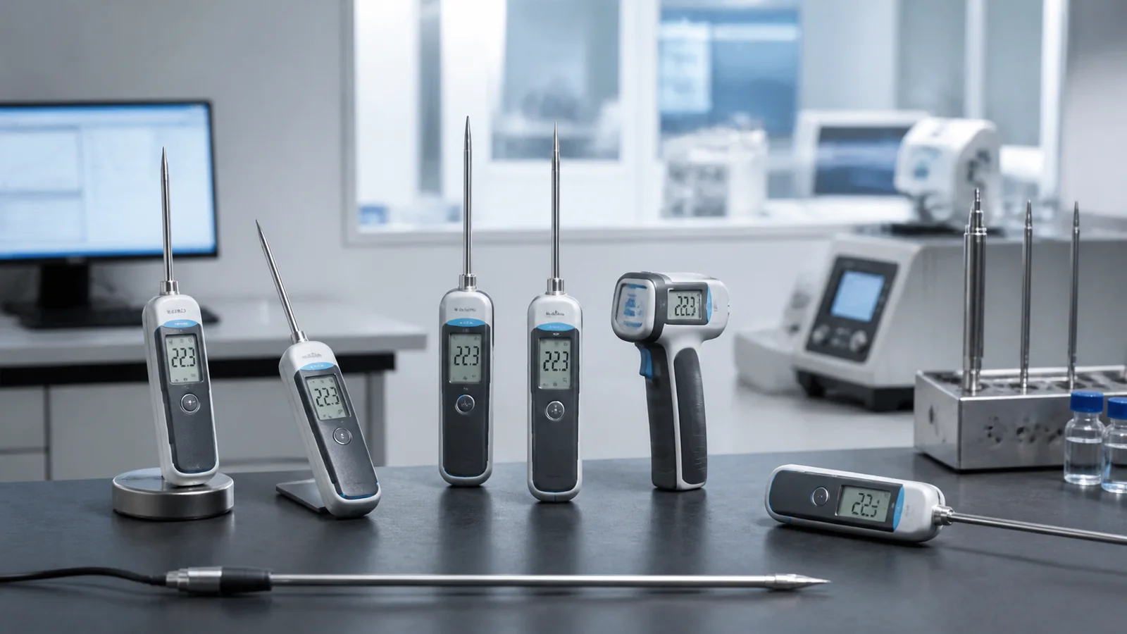 Mise en situation éditoriale d'un thermomètre étalonné dans son contexte d'usage professionnel