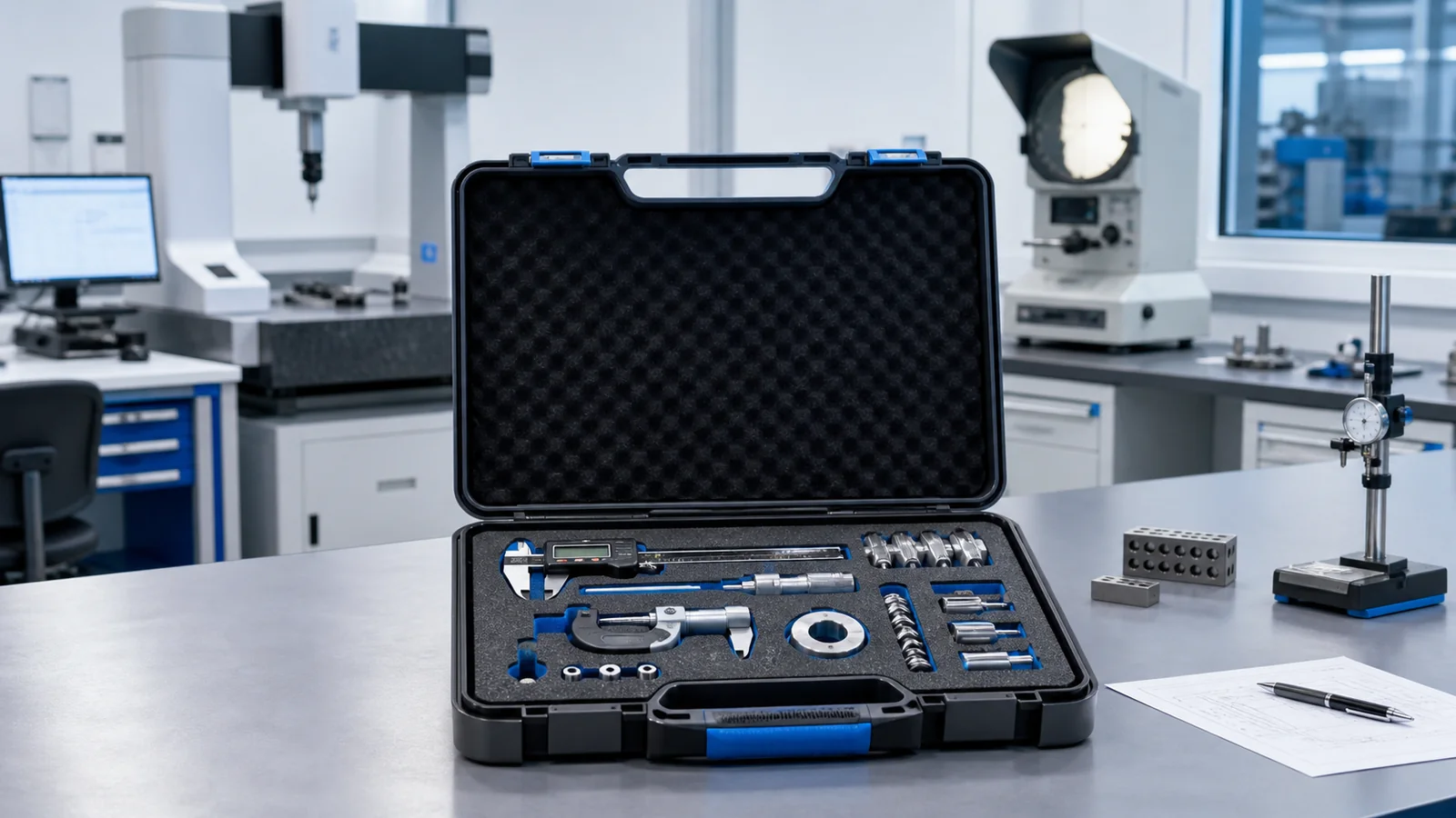 Mise en situation éditoriale d'un valise de métrologie dans son contexte d'usage professionnel